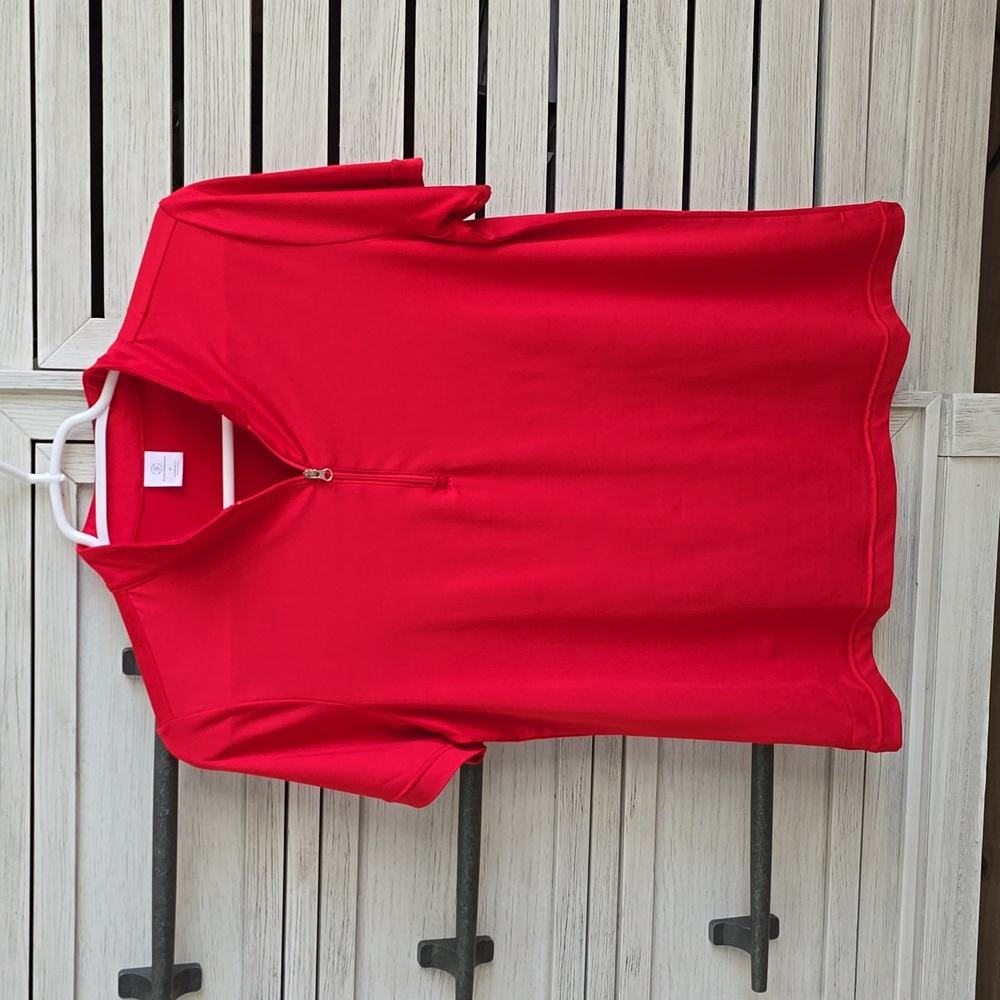 Red Golf Polo Quarter Zip M